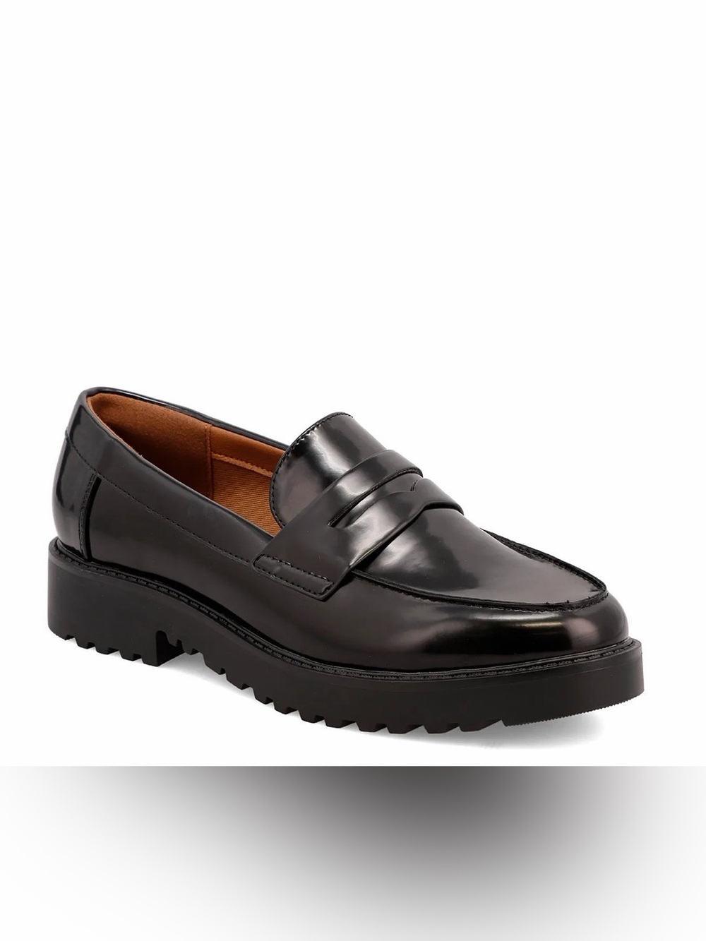 Mia Black Leather Penny Loafers